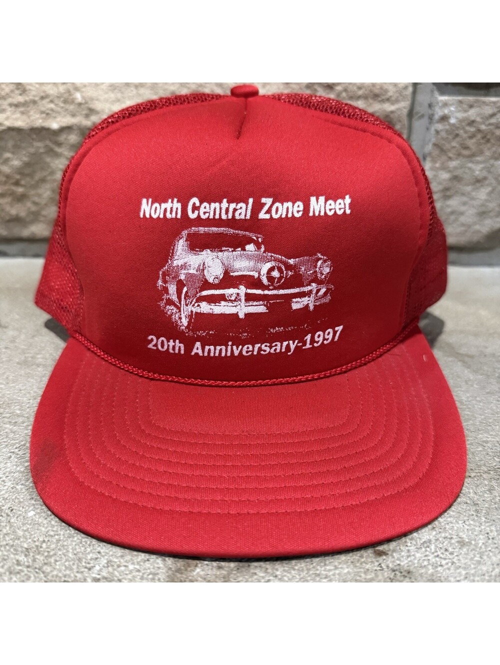 Vintage 1997 Studebaker Car Club Trucker Hat Snapback Mesh Red San Sun 90s Vtg